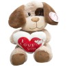 Cane peluche morbido con cuore scritta Love